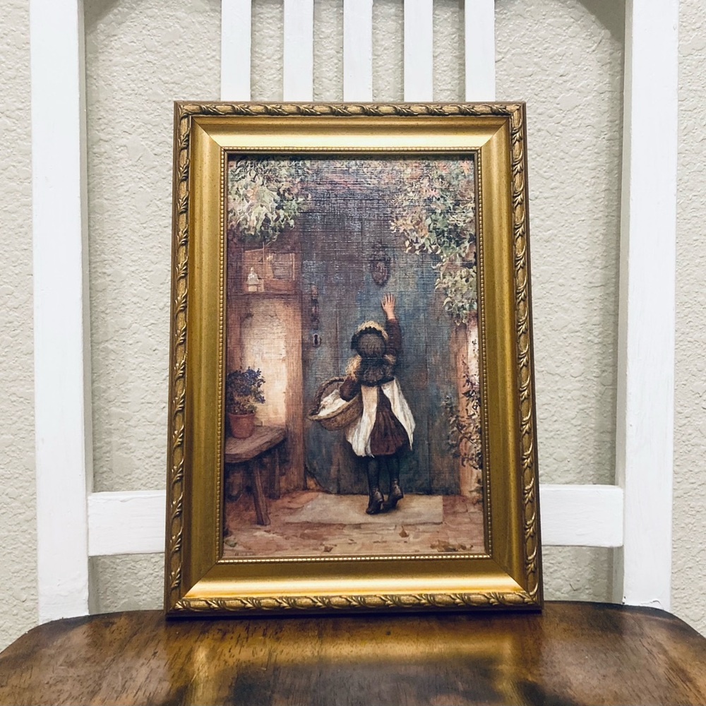 VINTAGE "THE VISITOR" CANVAS ART PRINT REPLICA PAINTING DESIGN TOSCANA FRAMED